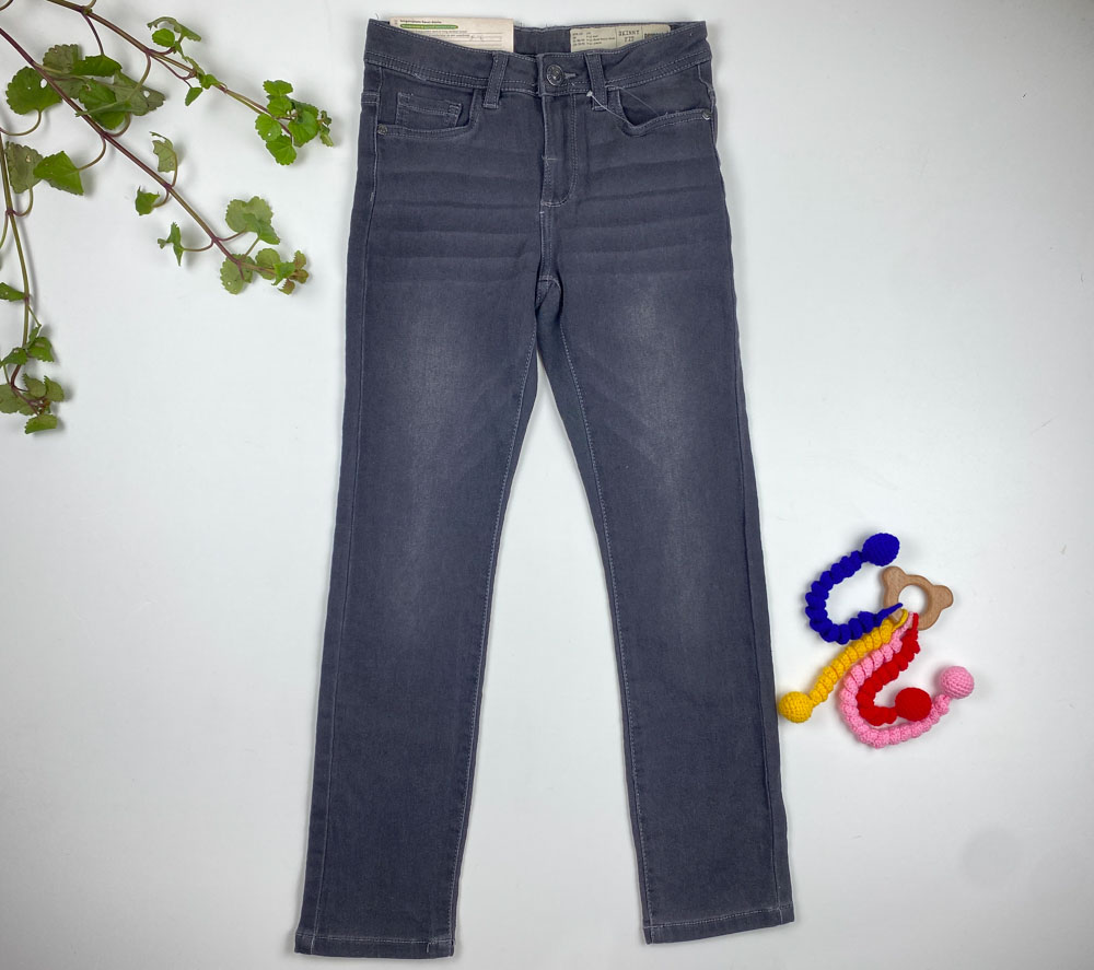 شلوار جین برند Pepperts طرح کمر دکمه ای جیب دار ذغالی رنگ - 9 تا 10 سال