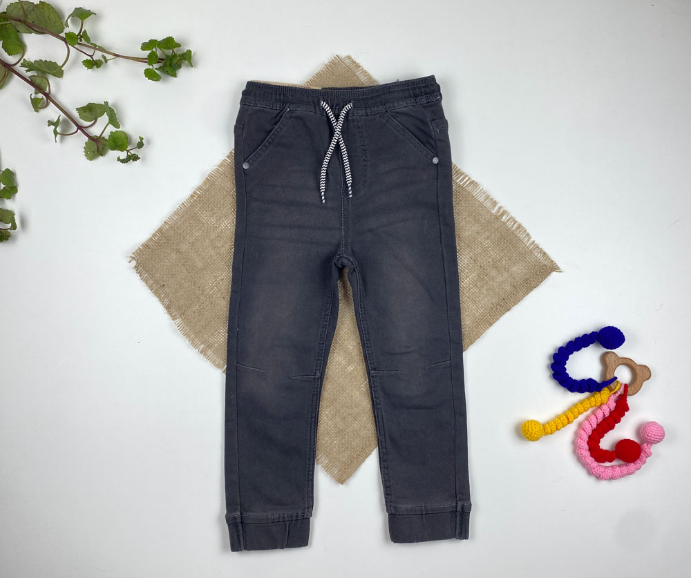 شلوار مچ دار برند لوپیلو طرح کمرکش جیب دار ذغالی رنگ