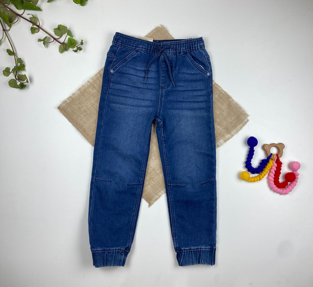 شلوار مچ دار برند لوپیلو طرح کمرکش جیب دار آبی کاربنی رنگ - 5 تا 6 سال