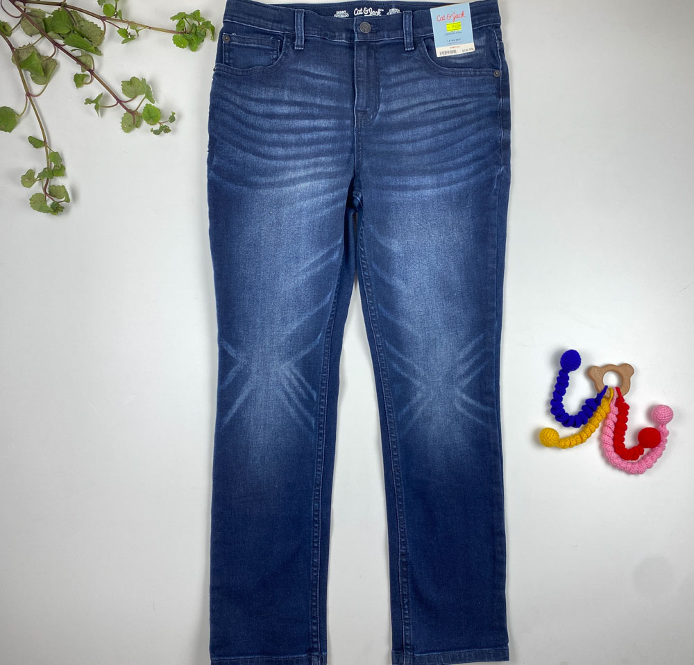 شلوار ساده طرح کمر دکمه ای جیب دار سرمه ای لی رنگ - 14 سال