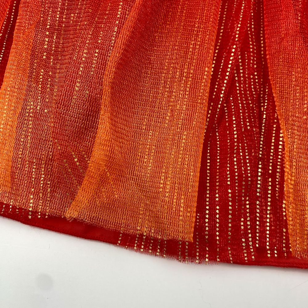 دامن دخترانه آستین چین چین طرح حریر حاشیه چین چین قرمز رنگ - M