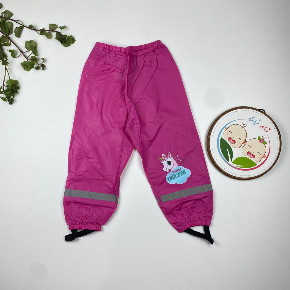 شلوار بارونی نوزادی دخترانه آستین مچ دار طرح یونیکورن کمر کش دار صورتی رنگ