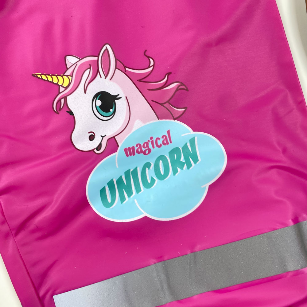 شلوار بارونی نوزادی دخترانه آستین مچ دار طرح یونیکورن کمر کش دار صورتی رنگ