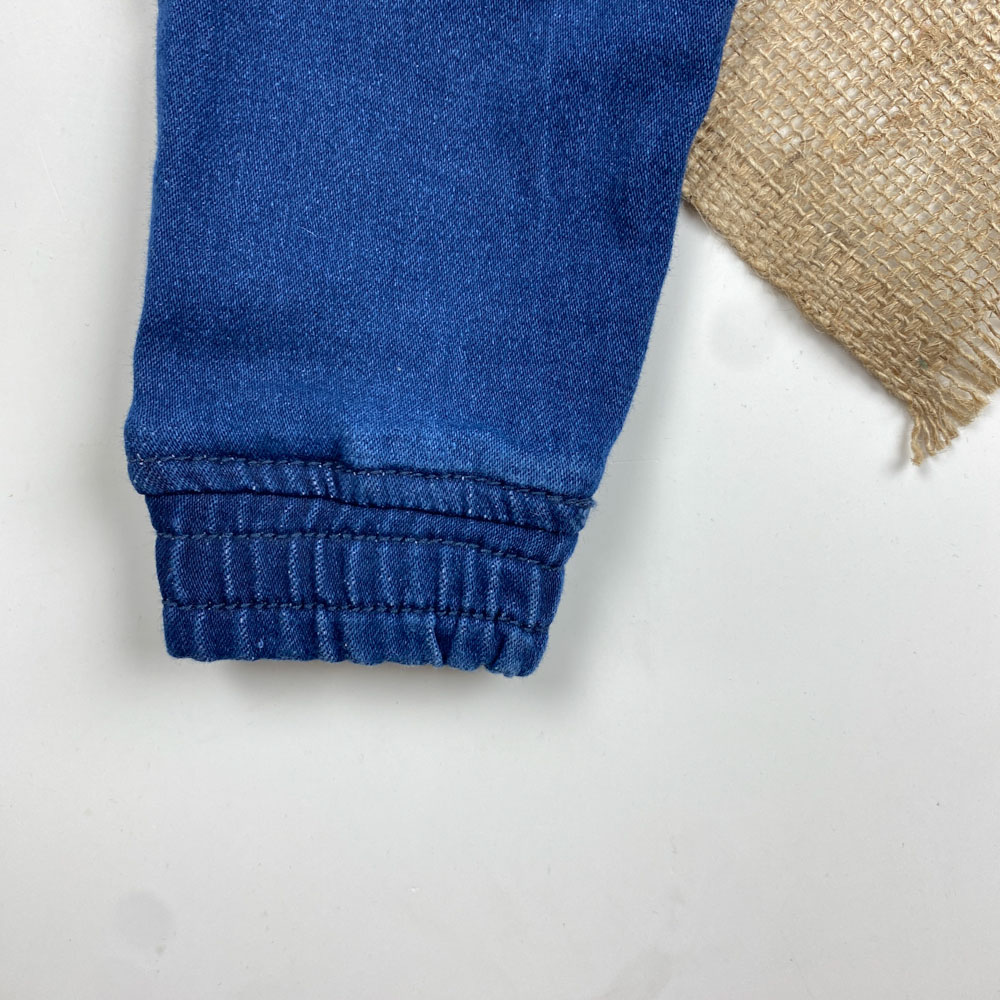 شلوار جین نوزادی آستین مچ دار برند لوپیلو طرح کمرکش بندی سرمه ای رنگ - 12 تا 18 ماه