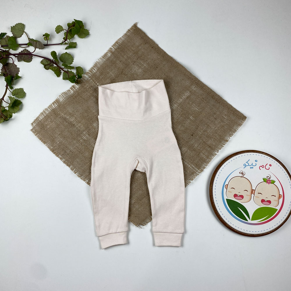 شلوار نوزادی ساده برند لوپیلو طرح پشت طرح آهو کمرکش پهن نباتی رنگ