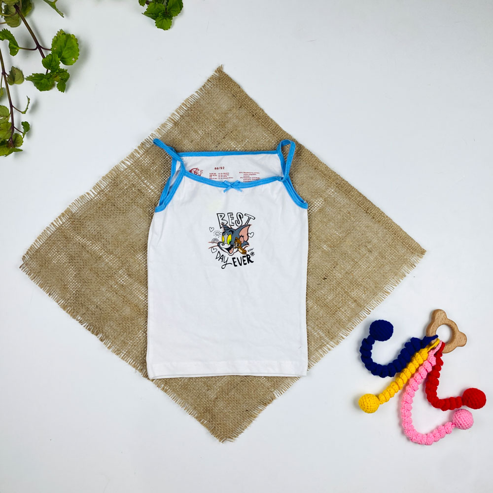 تاپ نوزادی دخترانه برند لوپیلو طرح تام و جری بندی سفید رنگ - 12 تا 24 ماه