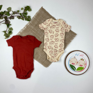 ست دو عددی بادی نوزادی آستین کوتاه برند لوپیلو طرح ساده و شیر ها یقه گرد قهوه ای رنگ - 2 تا 6 ماه