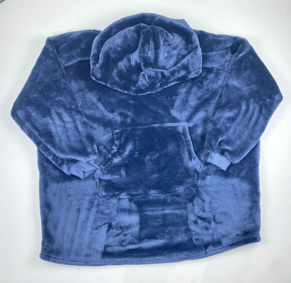 هودی آستین بلند طرح ساده کلاه دار جیب دار سرمه ای رنگ - فری سایز