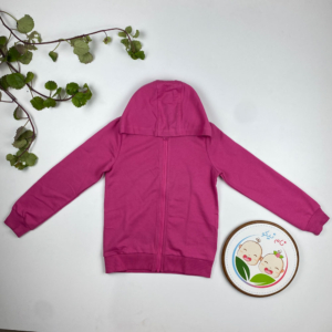 هودی دخترانه آستین بلند برند لوپیلو طرح ساده جلو زیپی کلاه دار سرخابی رنگ - 4 تا 6 سال