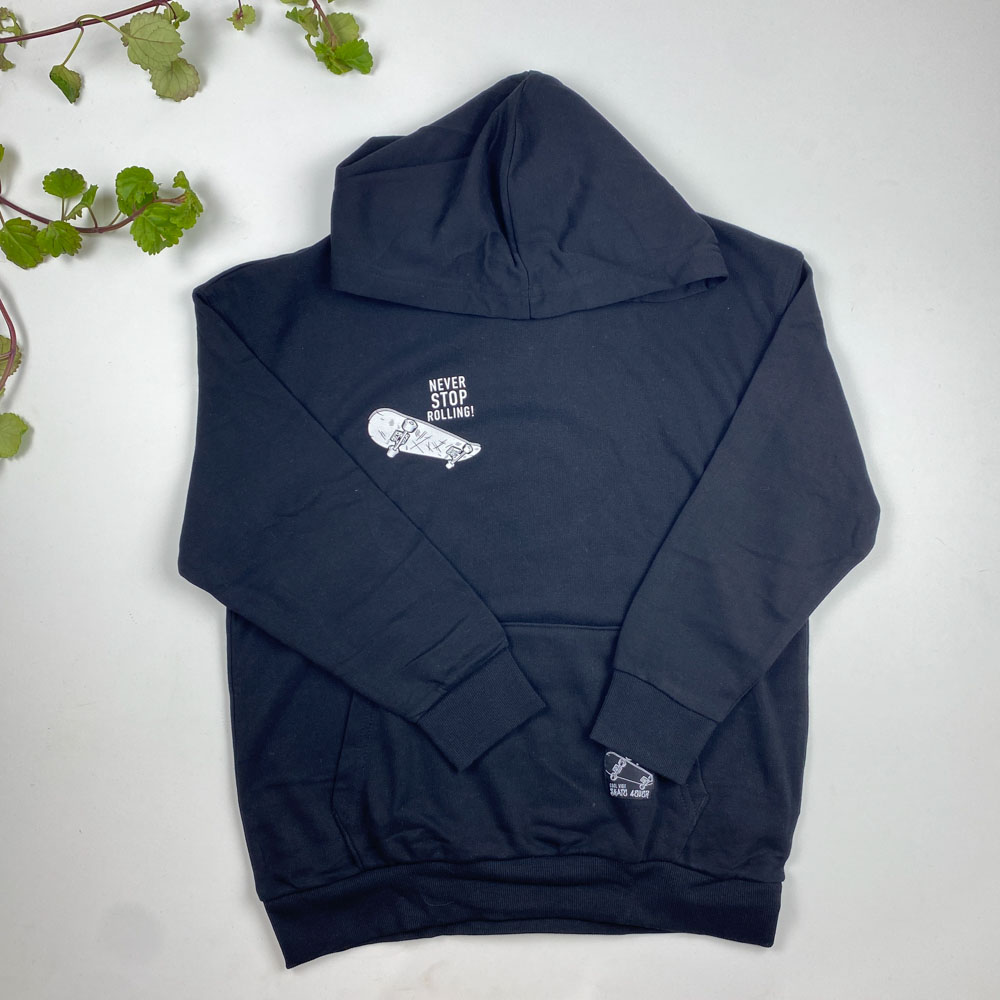 هودی پسرانه آستین بلند طرح اسکیت کلاه دار مشکی رنگ - 10 تا 12 سال