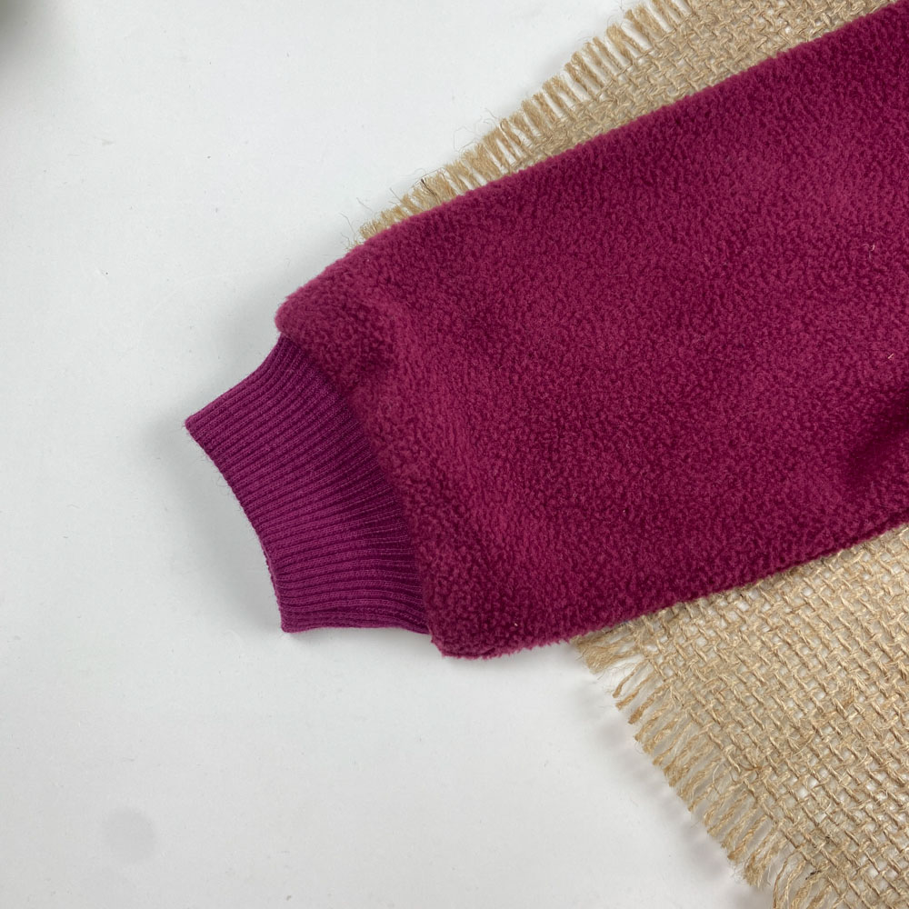 سویشرت آستین بلند طرح ایفل کلاه دار زیپی جگری رنگ - 2 تا 6 ماه