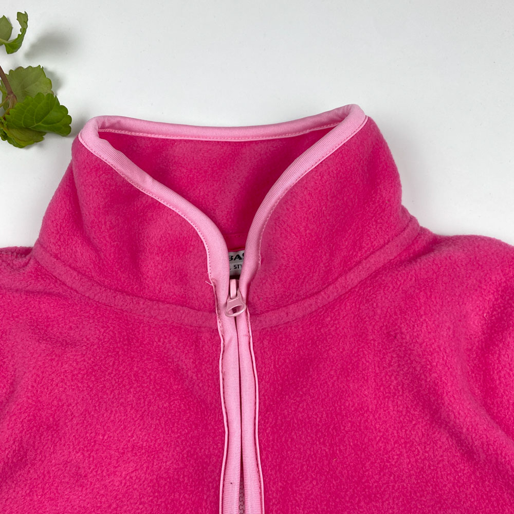 سویشرت دخترانه آستین بلند طرح and 73 زیپی بدون کلاه سرخابی رنگ - 14 سال