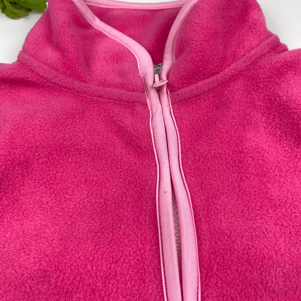 سویشرت دخترانه آستین بلند طرح and 73 زیپی بدون کلاه سرخابی رنگ - 14 سال