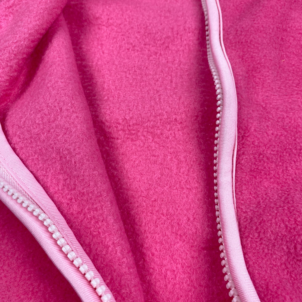 سویشرت دخترانه آستین بلند طرح and 73 زیپی بدون کلاه سرخابی رنگ - 14 سال