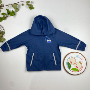 کاپشن بارونی نوزادی آستین بلند برند لوپیلو طرح تراکتور کلاه دار جلو زیپ دار نیلی سرمه ای رنگ - 12 تا 24 ماه