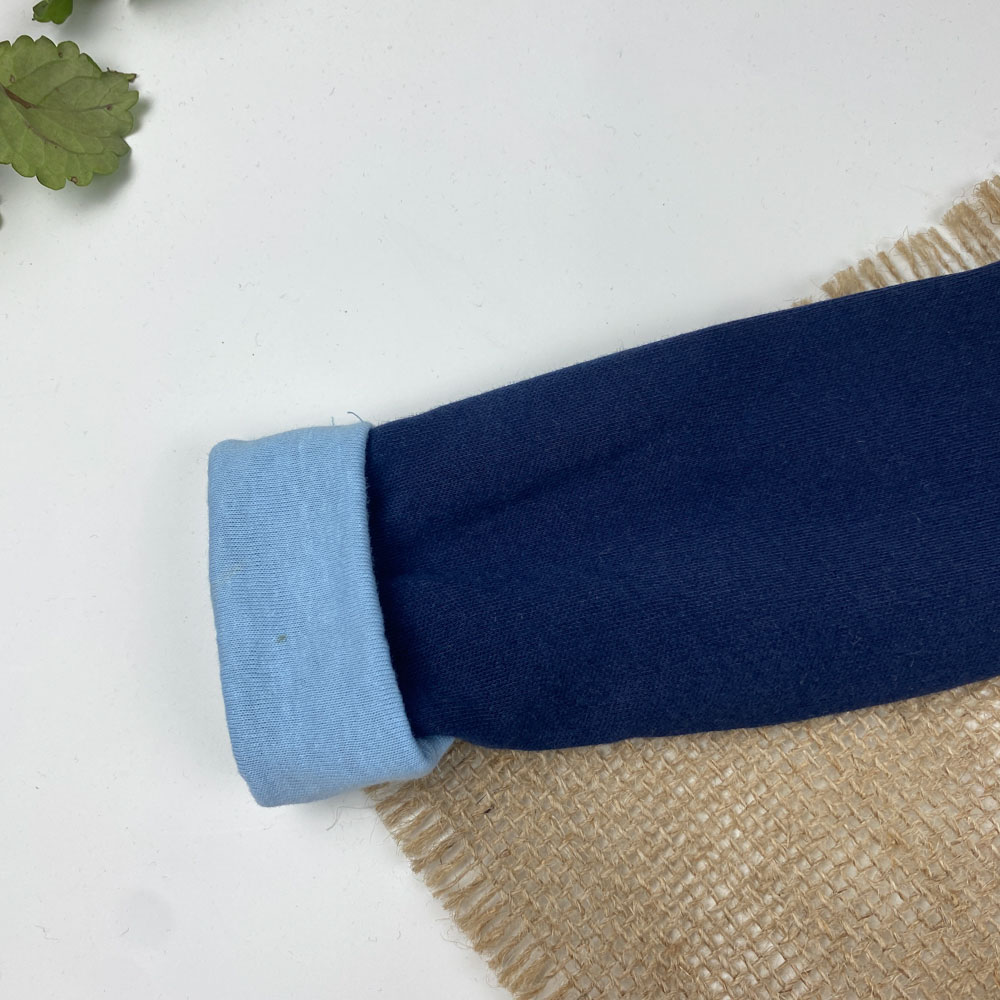 سویشرت نوزادی آستین بلند طرح خرس خندان کلاه دار دکمه ای سرمه ای رنگ - 2 تا 6 ماه