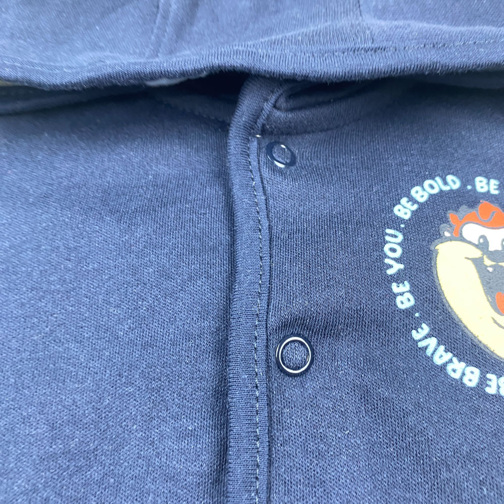 سویشرت نوزادی آستین بلند طرح خرس خندان کلاه دار دکمه ای سرمه ای رنگ - 2 تا 6 ماه