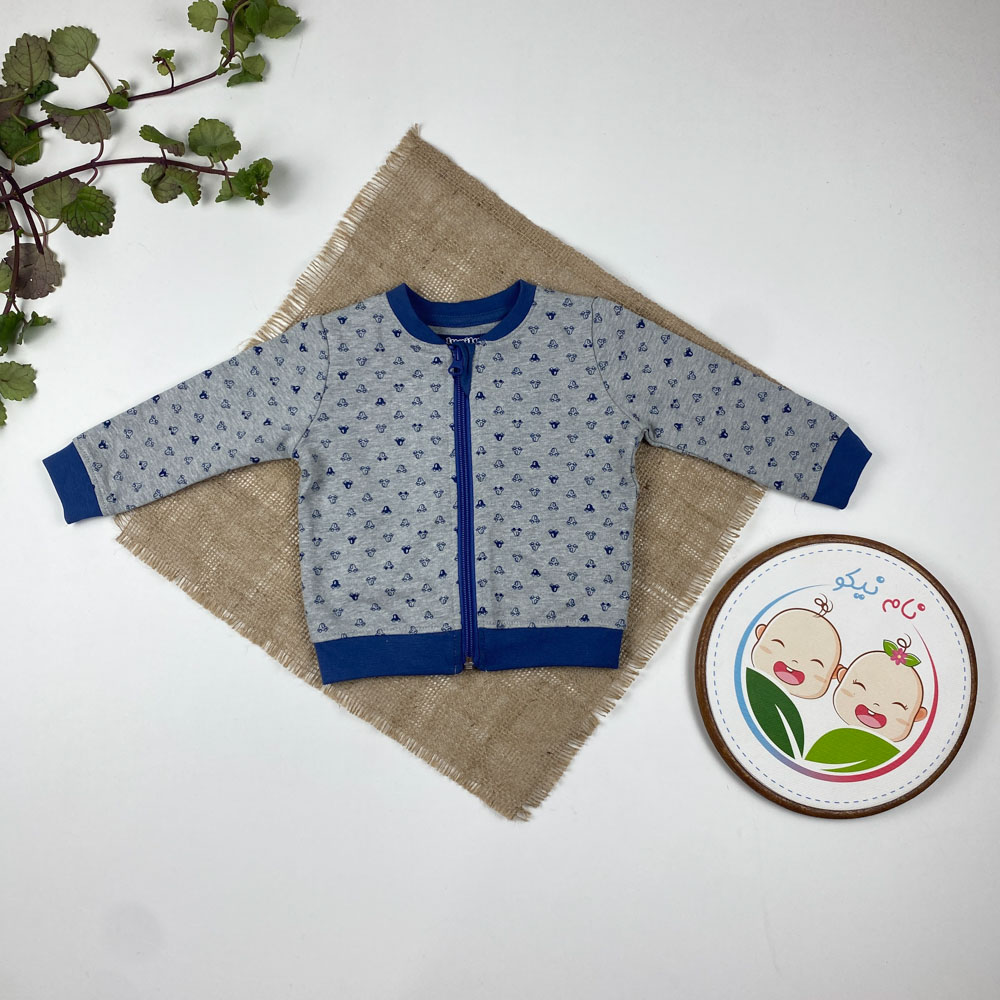 سویشرت نوزادی آستین بلند برند لوپیلو طرح ماشین ها زیپی بدون کلاه طوسی رنگ - 2 تا 6 ماه