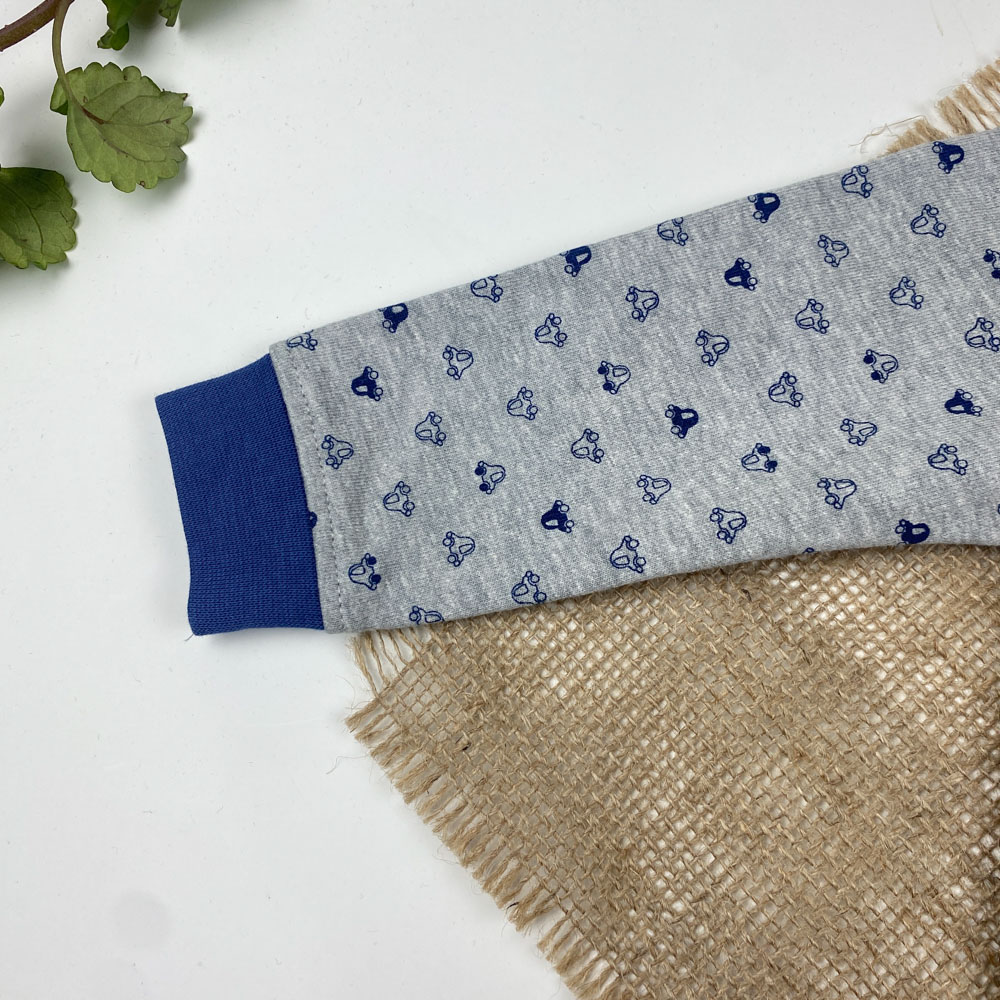 سویشرت نوزادی آستین بلند برند لوپیلو طرح ماشین ها زیپی بدون کلاه طوسی رنگ - 2 تا 6 ماه