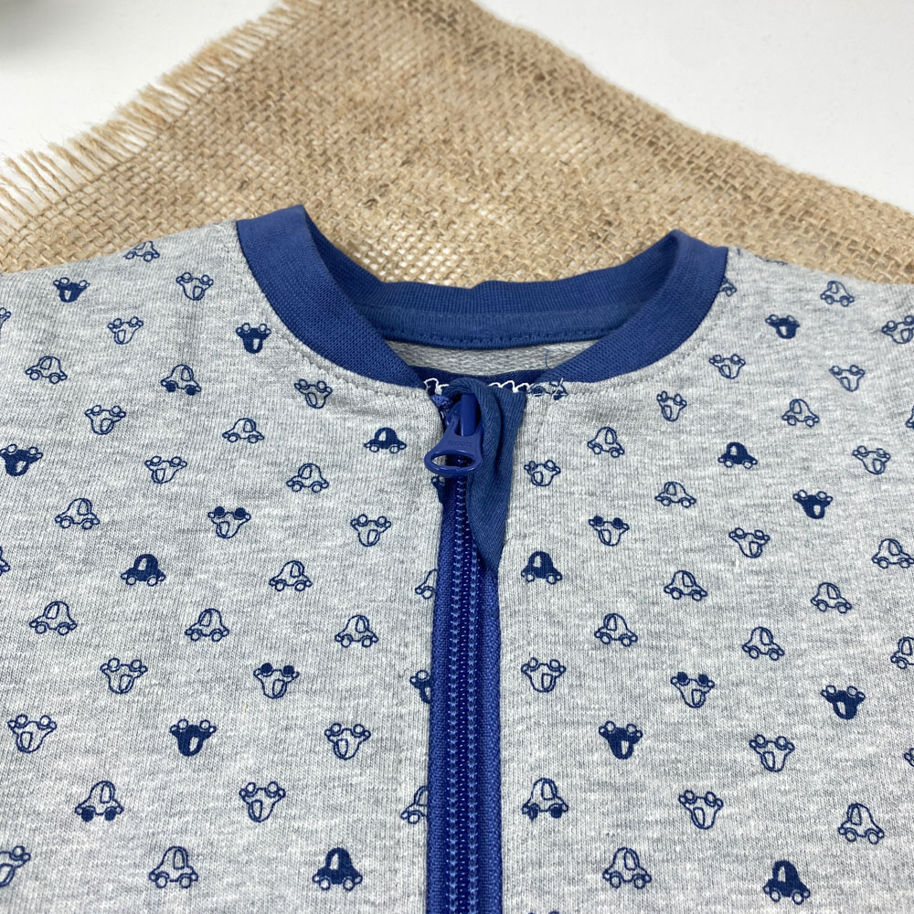 سویشرت نوزادی آستین بلند برند لوپیلو طرح ماشین ها زیپی بدون کلاه طوسی رنگ - 2 تا 6 ماه