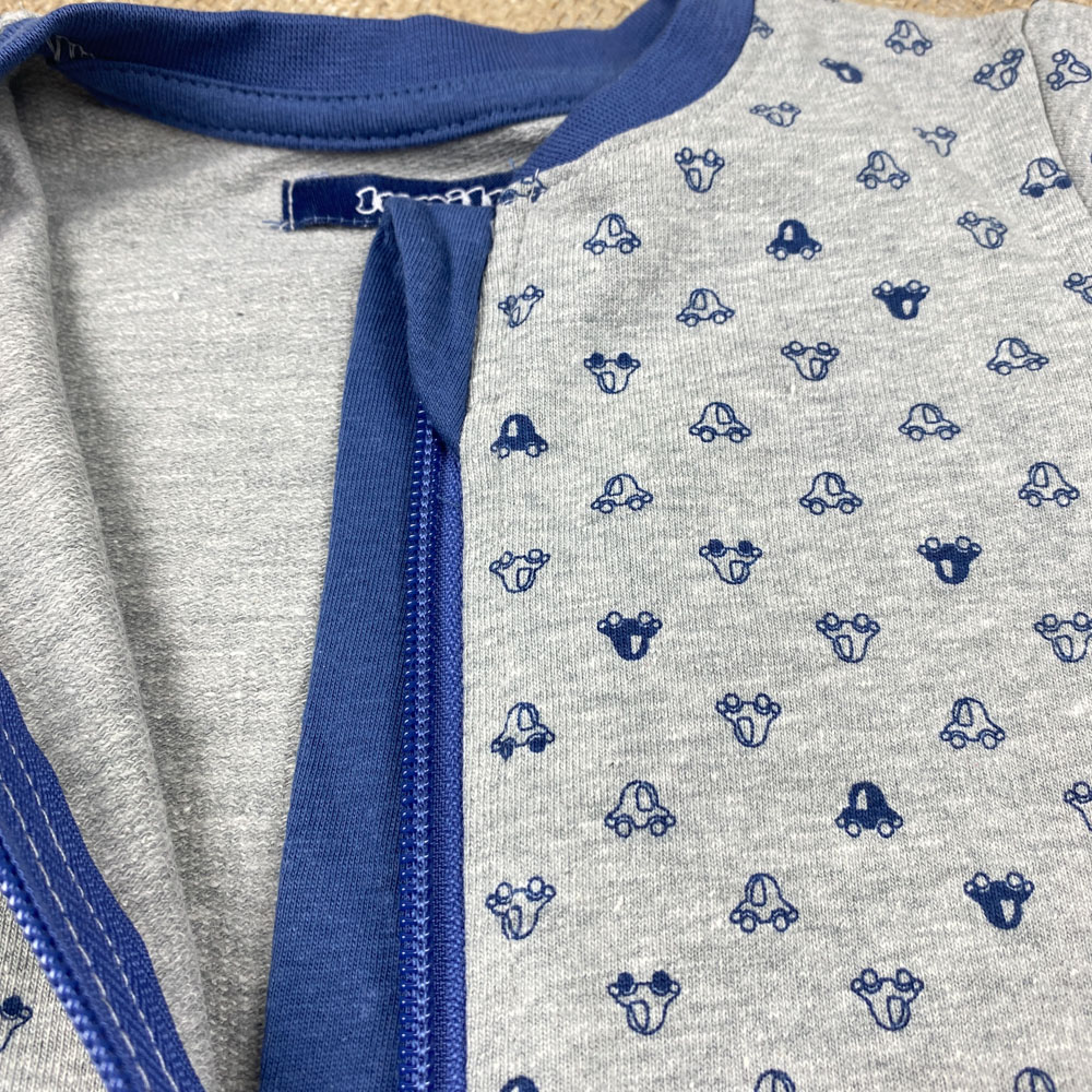 سویشرت نوزادی آستین بلند برند لوپیلو طرح ماشین ها زیپی بدون کلاه طوسی رنگ - 2 تا 6 ماه