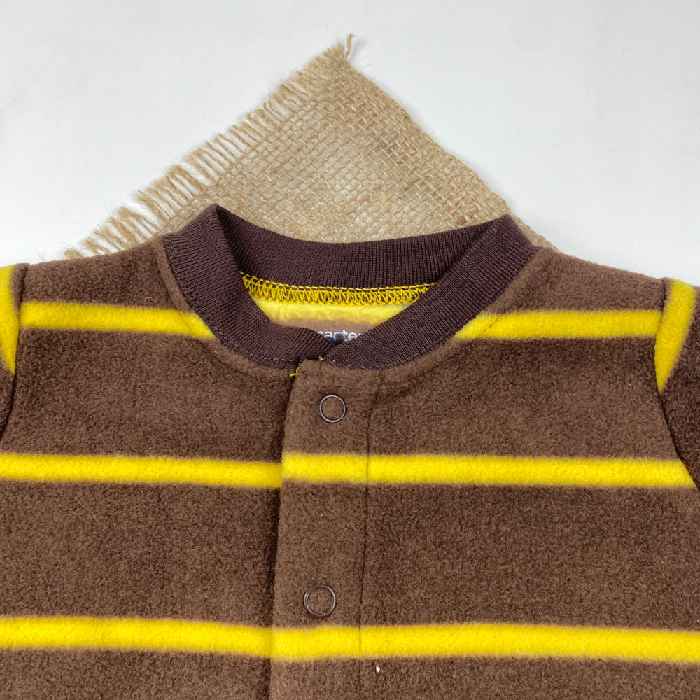 سرهمی نوزادی پسرانه آستین بلند برند کارترز طرح میمون جلو دکمه ای قهوه ای رنگ - 3 ماه