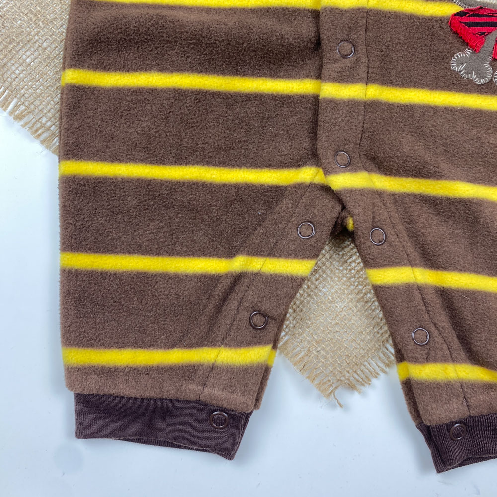 سرهمی نوزادی پسرانه آستین بلند برند کارترز طرح میمون جلو دکمه ای قهوه ای رنگ - 3 ماه