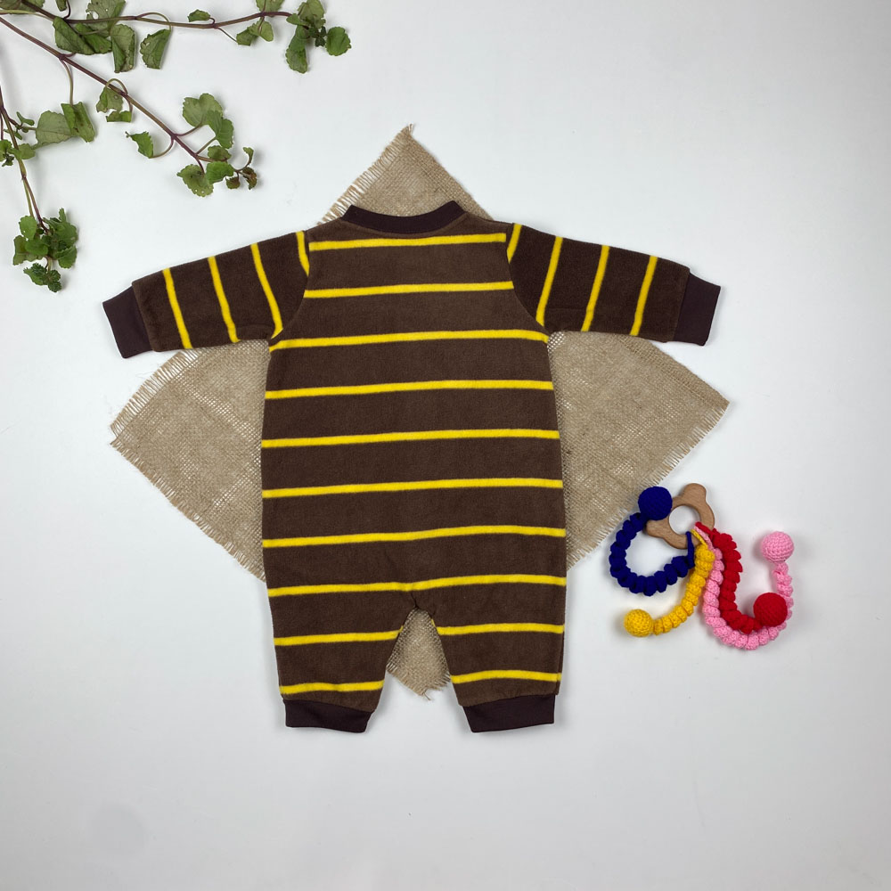 سرهمی نوزادی پسرانه آستین بلند برند کارترز طرح میمون جلو دکمه ای قهوه ای رنگ - 3 ماه