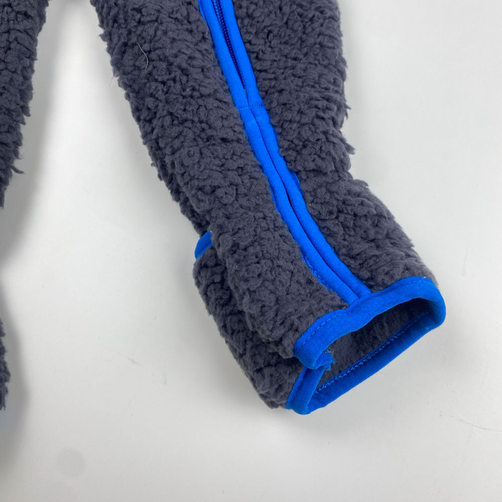 سرهمی نوزادی آستین بلند برند لوپیلو طرح ساده زیپی کلاه دار طوسی تیره رنگ