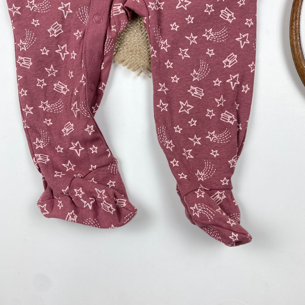 سرهمی نوزادی آستین بلند برند لوپیلو طرح ستاره ای جورابی جلو دکمه کالباسی رنگ - 4 تا 6 ماه