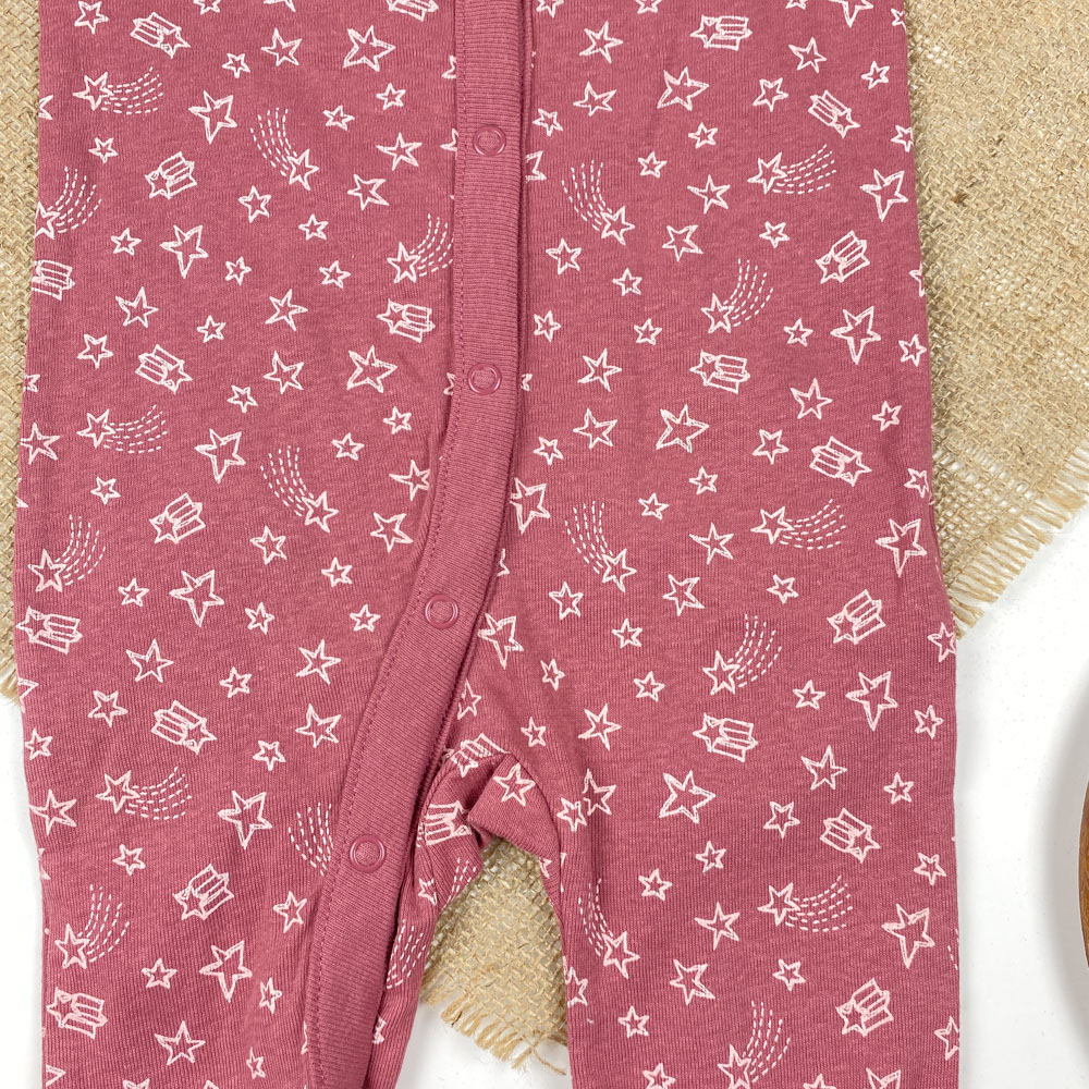 سرهمی نوزادی آستین بلند برند لوپیلو طرح ستاره ای جورابی جلو دکمه کالباسی رنگ - 4 تا 6 ماه