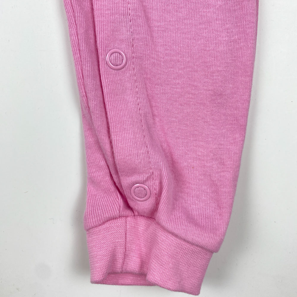 سرهمی نوزادی دخترانه آستین بلند طرح ماه و خرگوش بدون جوراب جلو دکمه ای صورتی رنگ - 6 تا 12 ماه