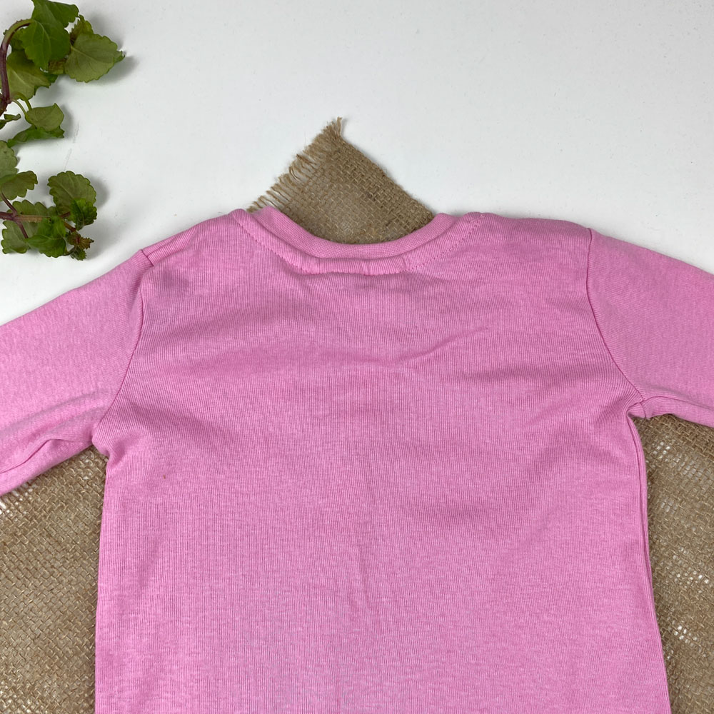 سرهمی نوزادی دخترانه آستین بلند طرح ماه و خرگوش بدون جوراب جلو دکمه ای صورتی رنگ - 6 تا 12 ماه