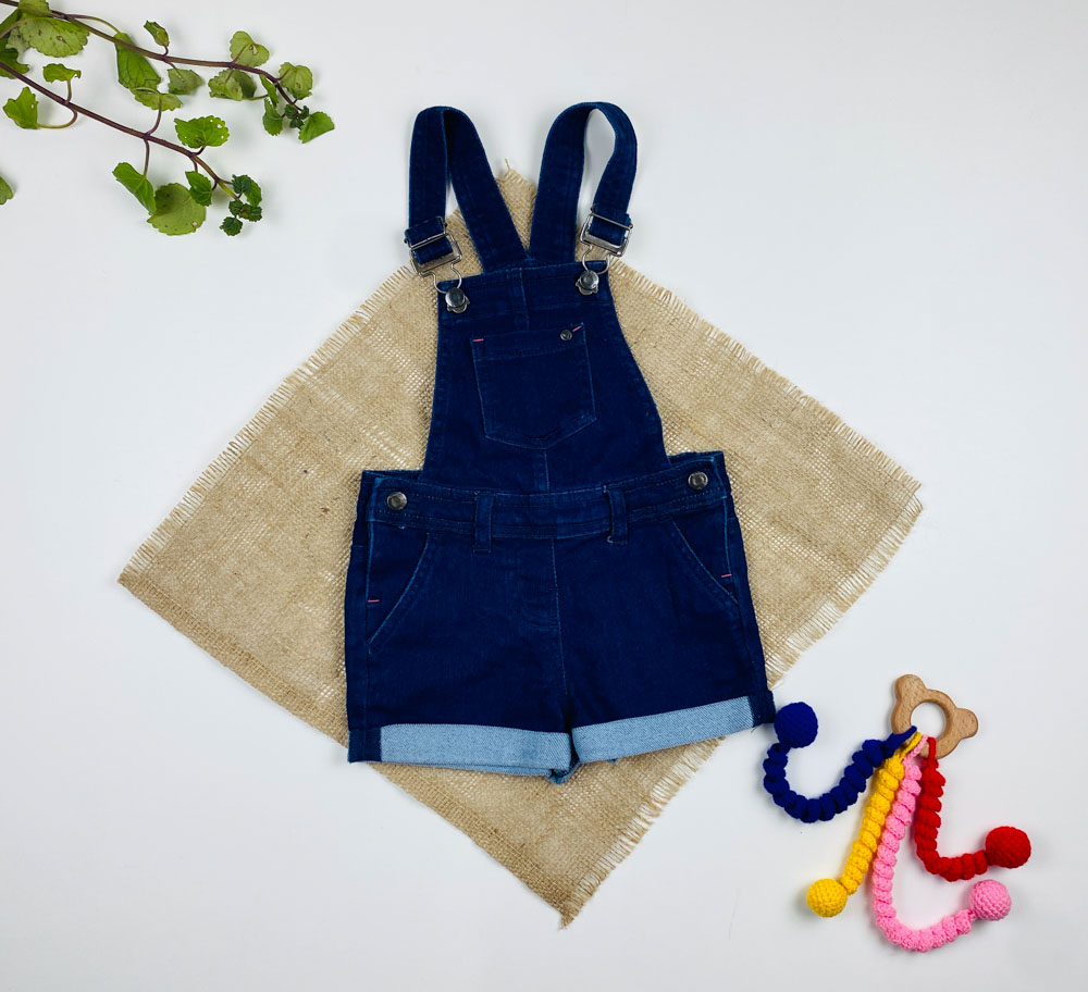 بیلر جین نوزادی دخترانه برند لوپیلو بندکی آبی پررنگ