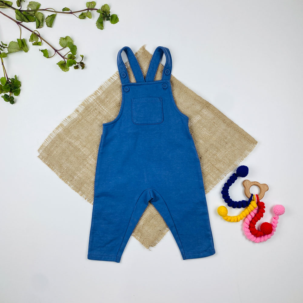 بیلر نوزادی برند لوپیلو طرح ساده بندی جلو جیب دار نیلی رنگ - 4 تا 6 ماه