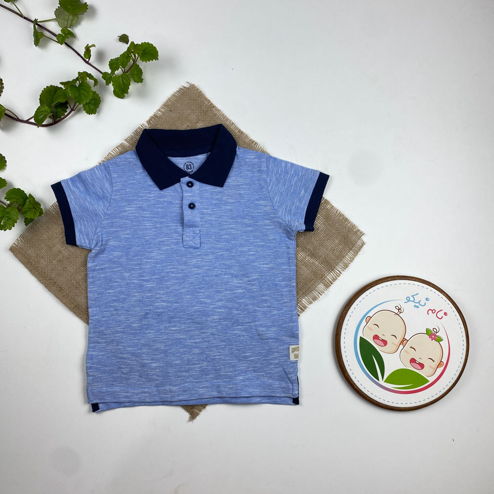 پولوشرت ( تیشرت یقه دار ) آستین کوتاه برند لوپیلو طرح یقه دار دو دکمه آبی رنگ