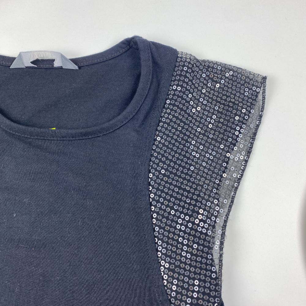 پیراهن دخترانه آستین حلقه ای طرح پولکی یونیکورن استین پرکی مشکی رنگ - 2 تا 3 سال