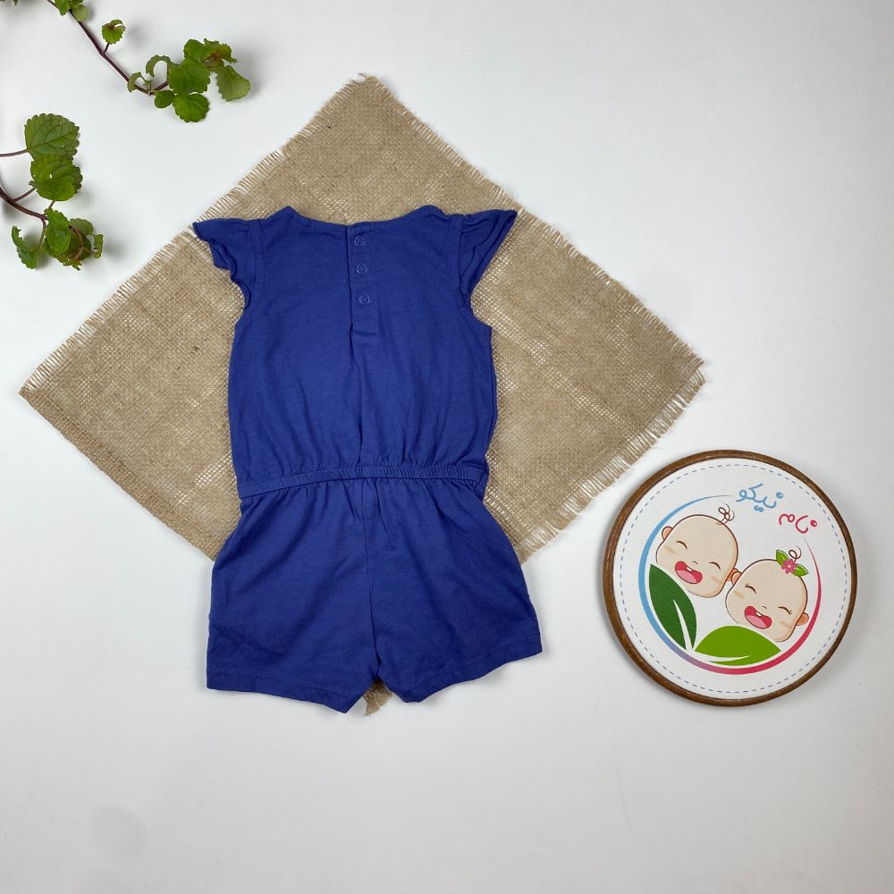 رامپر نوزادی دخترانه آستین کوتاه برند لوپیلو طرح هشت پا یقه گرد سرمه ای رنگ - 2 تا 6 ماه