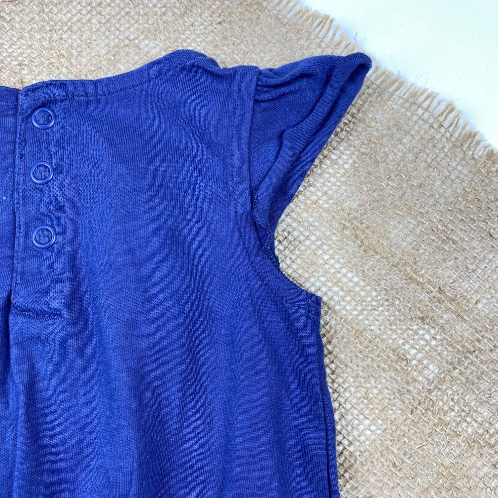 رامپر نوزادی دخترانه آستین کوتاه برند لوپیلو طرح هشت پا یقه گرد سرمه ای رنگ - 2 تا 6 ماه