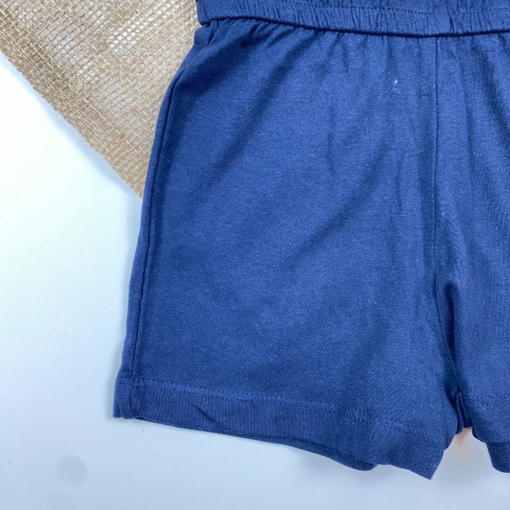 رامپر نوزادی دخترانه آستین تاب برند لوپیلو طرح ماهی دریایی بند گره ای سرمه ای رنگ - 12 تا 24 ماه