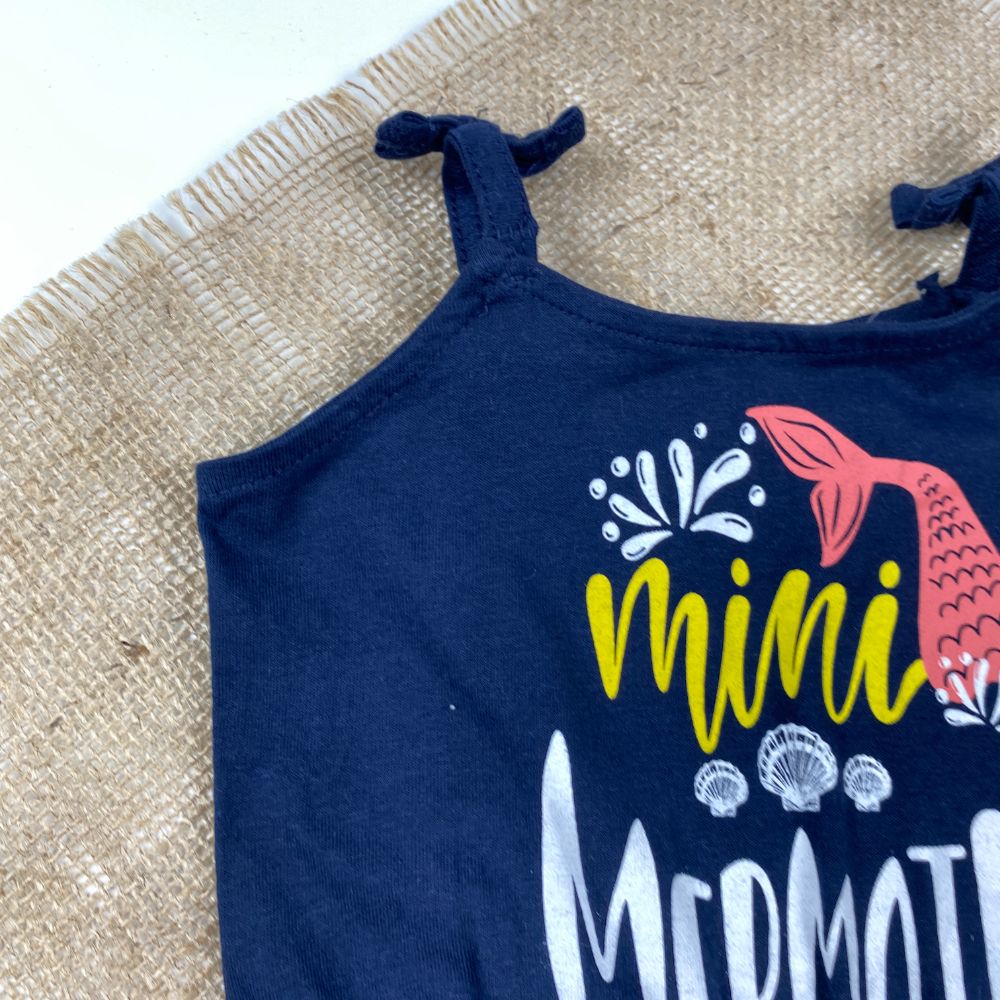 رامپر نوزادی دخترانه آستین تاب برند لوپیلو طرح ماهی دریایی بند گره ای سرمه ای رنگ - 12 تا 24 ماه