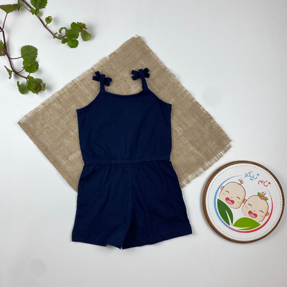 رامپر نوزادی دخترانه آستین تاب برند لوپیلو طرح ماهی دریایی بند گره ای سرمه ای رنگ - 12 تا 24 ماه