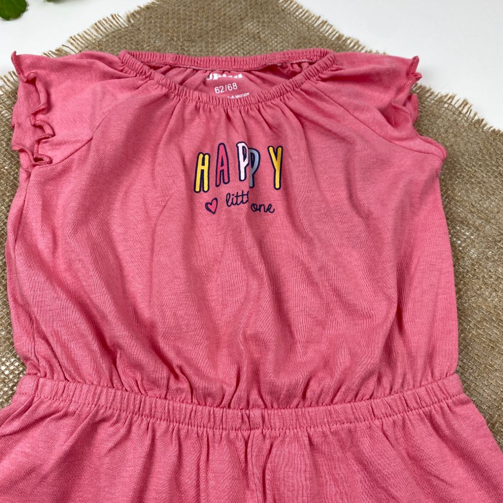 رامپر نوزادی اسپرت آستین حلقه ای برند لوپیلو طرح یقه گرد استین پرپری صورتی رنگ