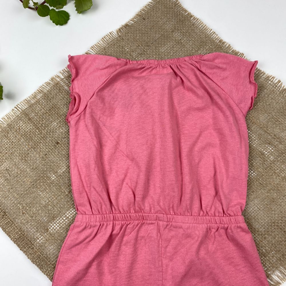 رامپر نوزادی اسپرت آستین حلقه ای برند لوپیلو طرح یقه گرد استین پرپری صورتی رنگ