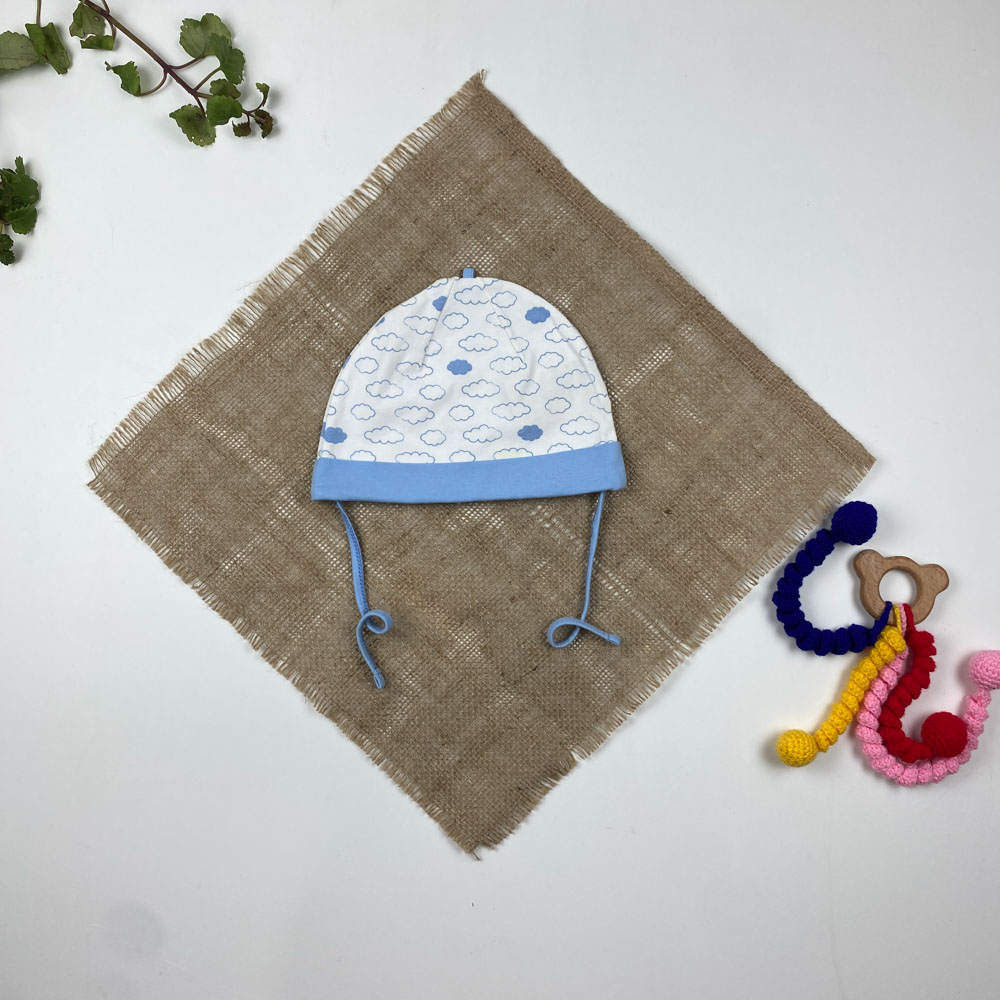 کلاه نوزادی نوزادی برند لوپیلو طرح ابر بندی سفید رنگ - 12 تا 24 ماه