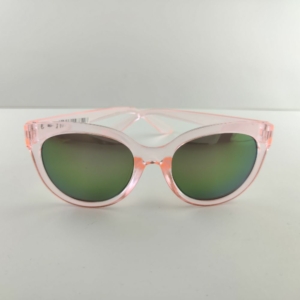 عینک طرح شفاف گلبهی رنگ