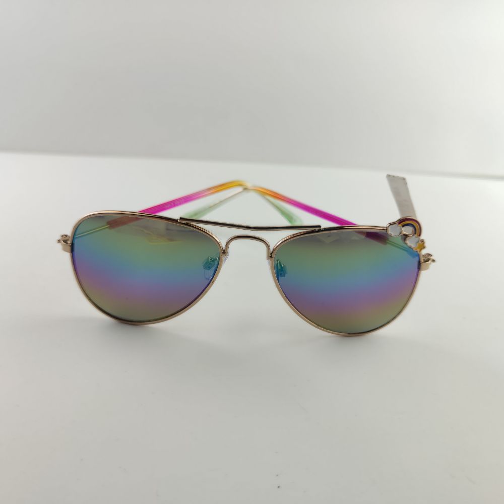 عینک طرح رنگین کمان فلزی طلایی رنگ