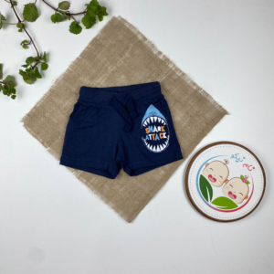 شلوارک نوزادی پسرانه برند لوپیلو طرح دندان کوسه جیب دار بندک سرمه ای سرمه ای رنگ - 12 تا 24 ماه