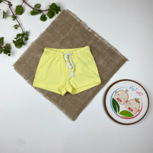 شلوارک نوزادی طرح ساده بندک سفید لیمویی رنگ - 12 تا 24 ماه