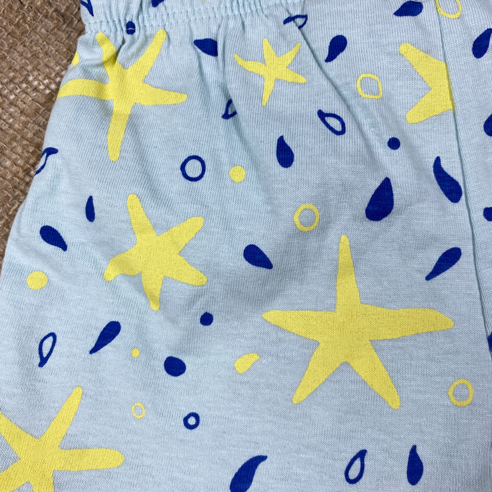 شلوارک نوزادی برند لوپیلو طرح ستاره و قطره جیب دار بندک سفید آبی آسمانی رنگ - 12 تا 24 ماه